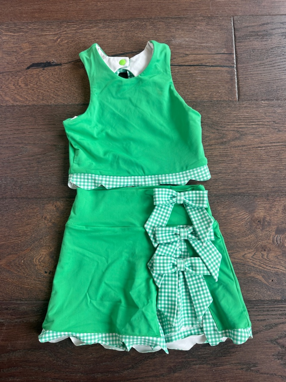 paper doll Green Gingham Bow Two-Piece Set